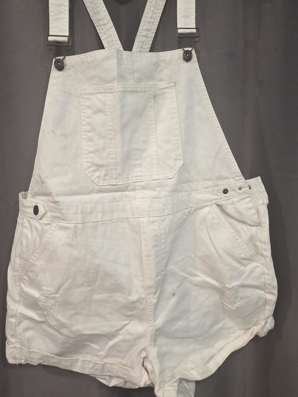 BONGO White Denim Short Overalls Romper